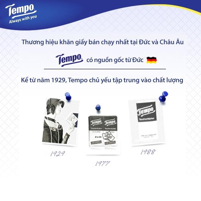 Khăn giấy bỏ túi cao cấp Tempo Petit - 4 lớp bền dai, được kiểm nghiệm da liễu - Thương hiệu Đức