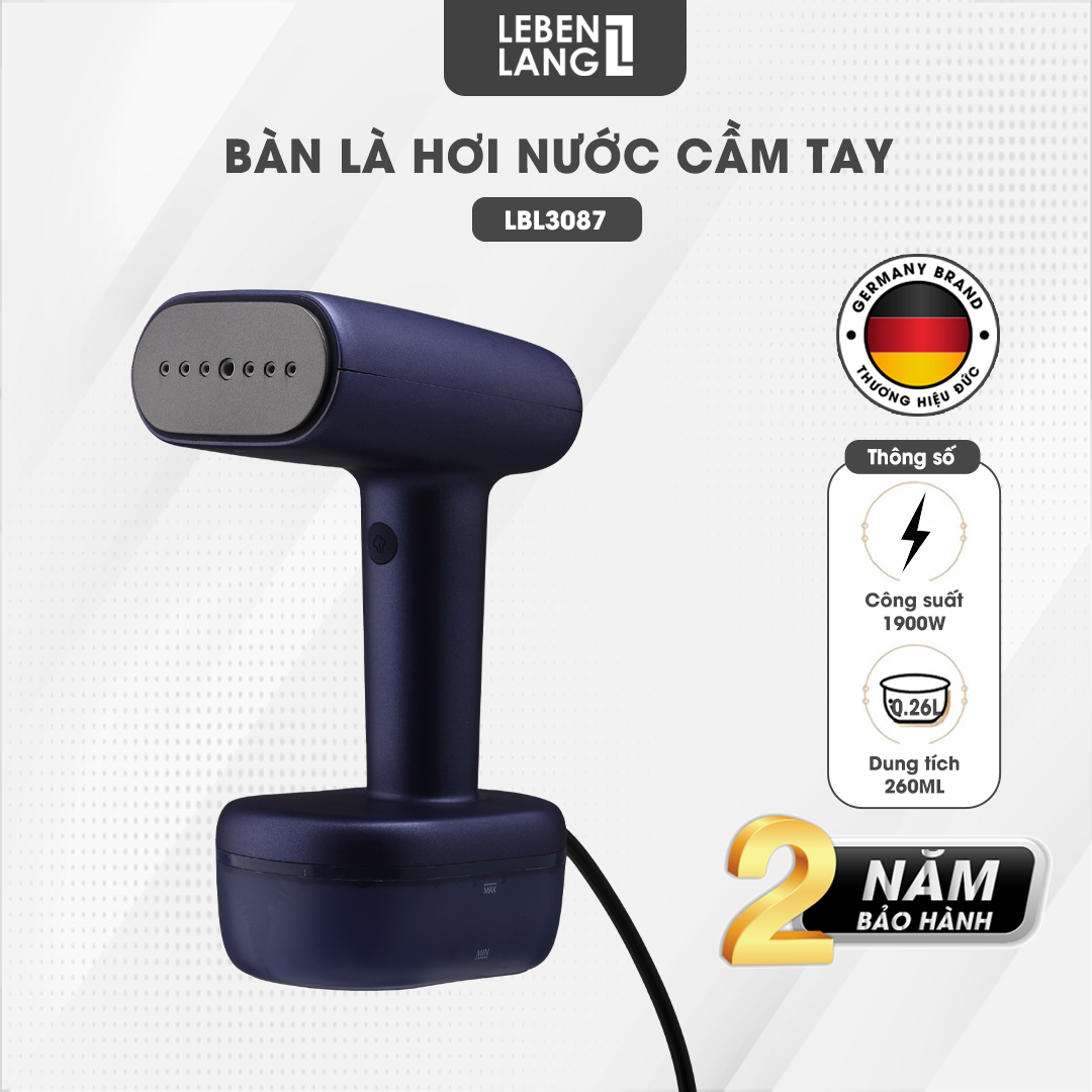 Bàn là hơi nước thông minh Lebenlang LBL3087, bàn ủi cầm tay, thiết kế dáng đứng, công suất 1800W, bảo hành 2 năm – hàng chính hãng