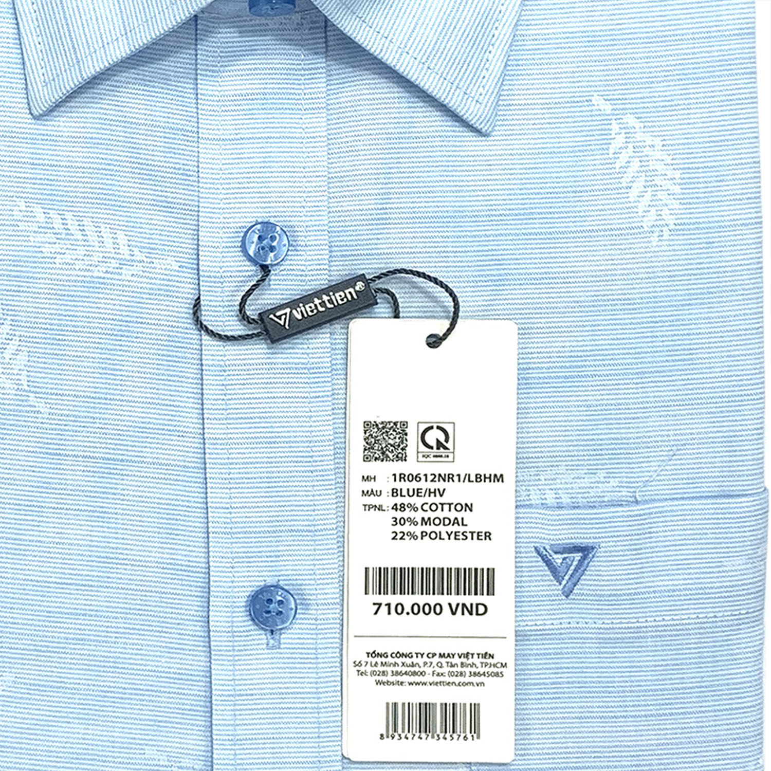 Viettien - Áo sơ mi nam dài tay họa tiết 1R0612 regular dáng rộng - áo sơ mi công sở Việt Tiến