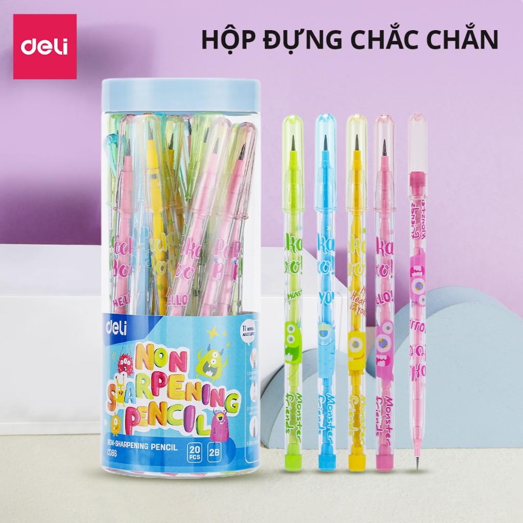 Combo 5 Bút chì khúc Deli EC086 - Chì 2B, nhiều màu sắc lựa chọn