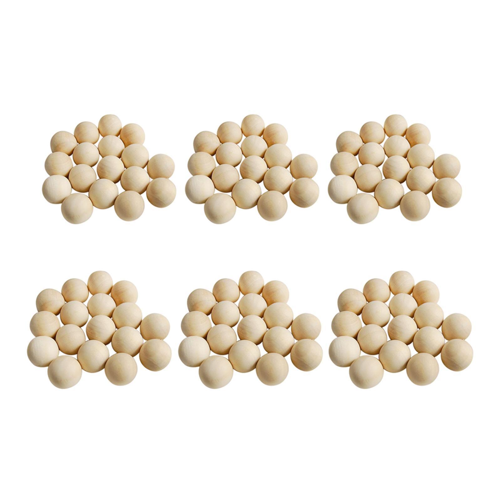 600pcs No Hole Round Ball Wooden Beads Painting Woodworking DIY Craft