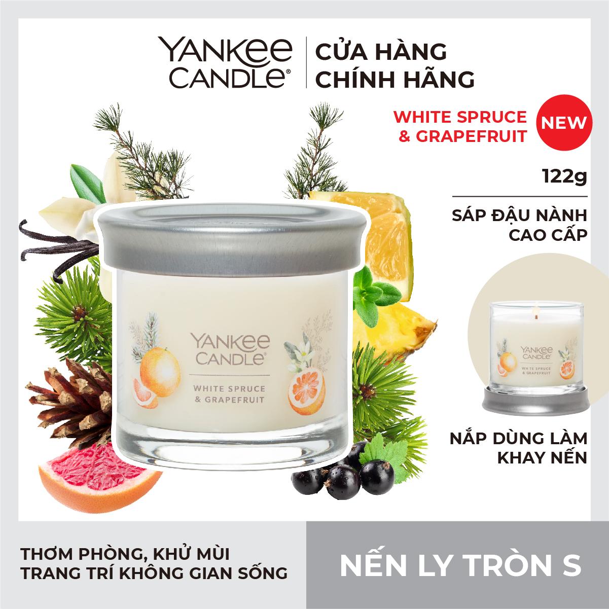 Nến ly tròn sáp đậu nành Yankee Candle size S (122g) - White Spruce &amp; Grapefruit