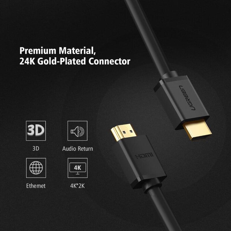 Ugreen UG50410HD104TK 100M màu Đen Cáp tín hiệu HDMI chuẩn 1.2 hỗ trợ phân giải 1080 - HÀNG CHÍNH HÃNG