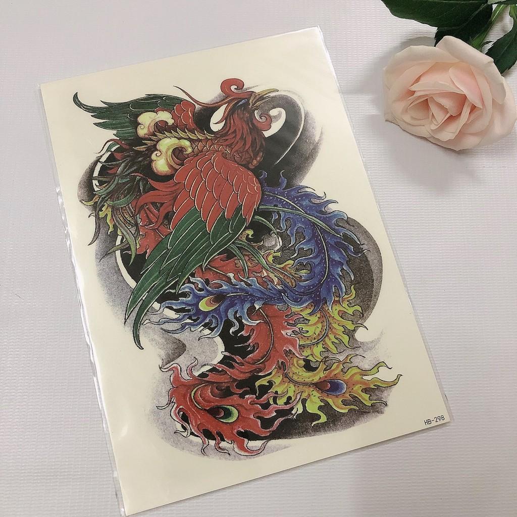 Hình xăm dán bắp tay cao cấp cá chép 15x21cm