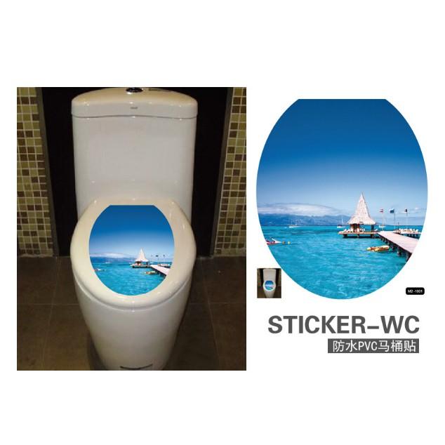Decal trang trí Toilet cao cấp - Bãi biển lớn A.H