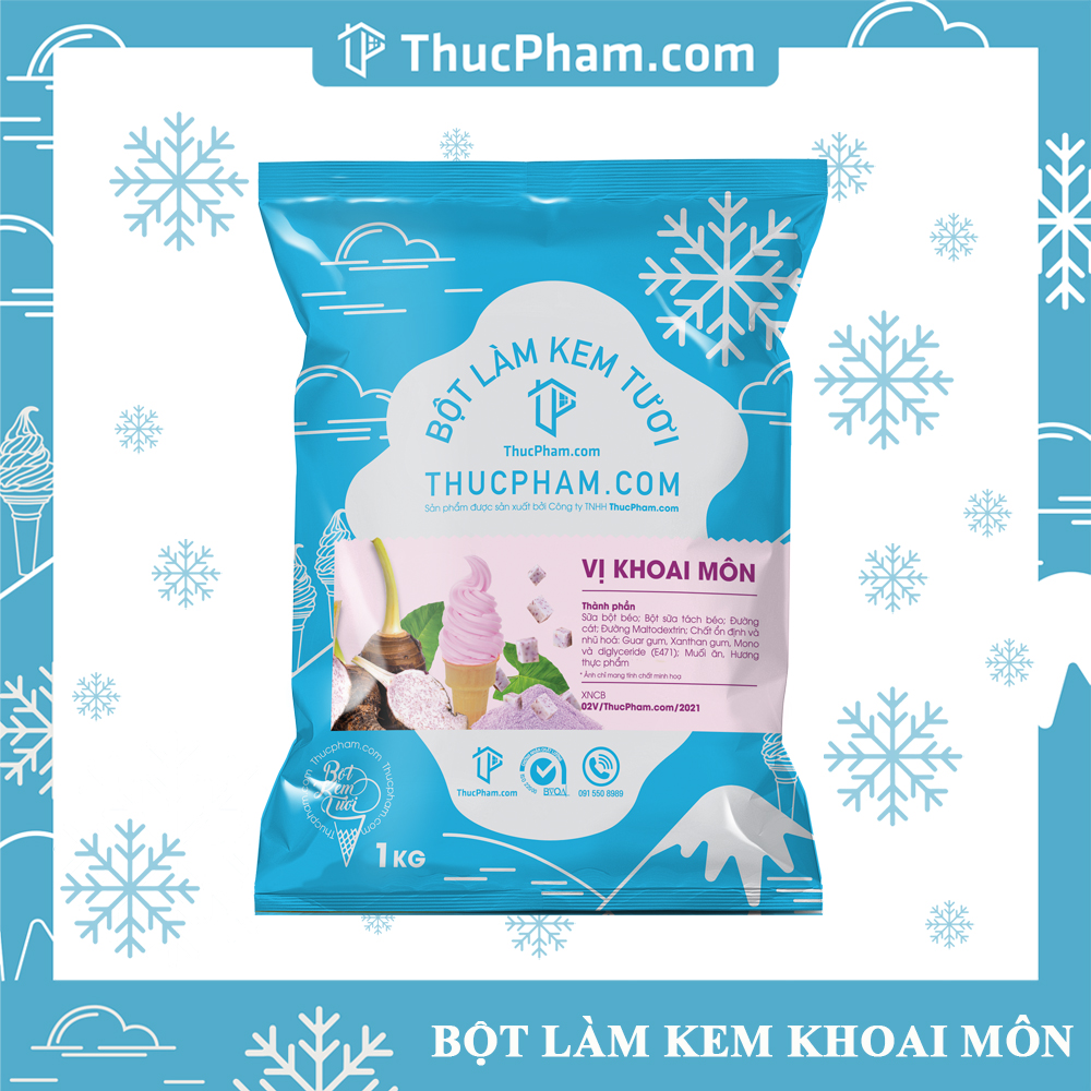 Bột Làm Kem Tươi THUCPHAM.COM Vị Khoai Môn 1kg - Công Thức Độc Quyền Hương Vị Mới, Không Gắt, Không Hắc