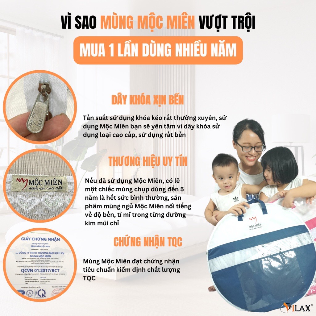 Màn Chụp Cao Cấp Mộc Miên Đỉnh Rộng Kích Thước 1,6mx2m - Trắng Viền Hồng ( Hà Nội )