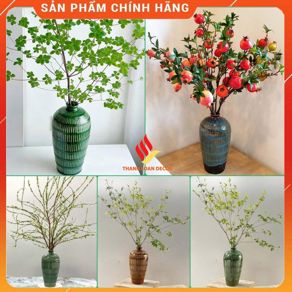 Lọ hoa gốm Bát Tràng cao cấp 33 cm - Bình hoa decor trang trí cỡ to - Men hỏa biến