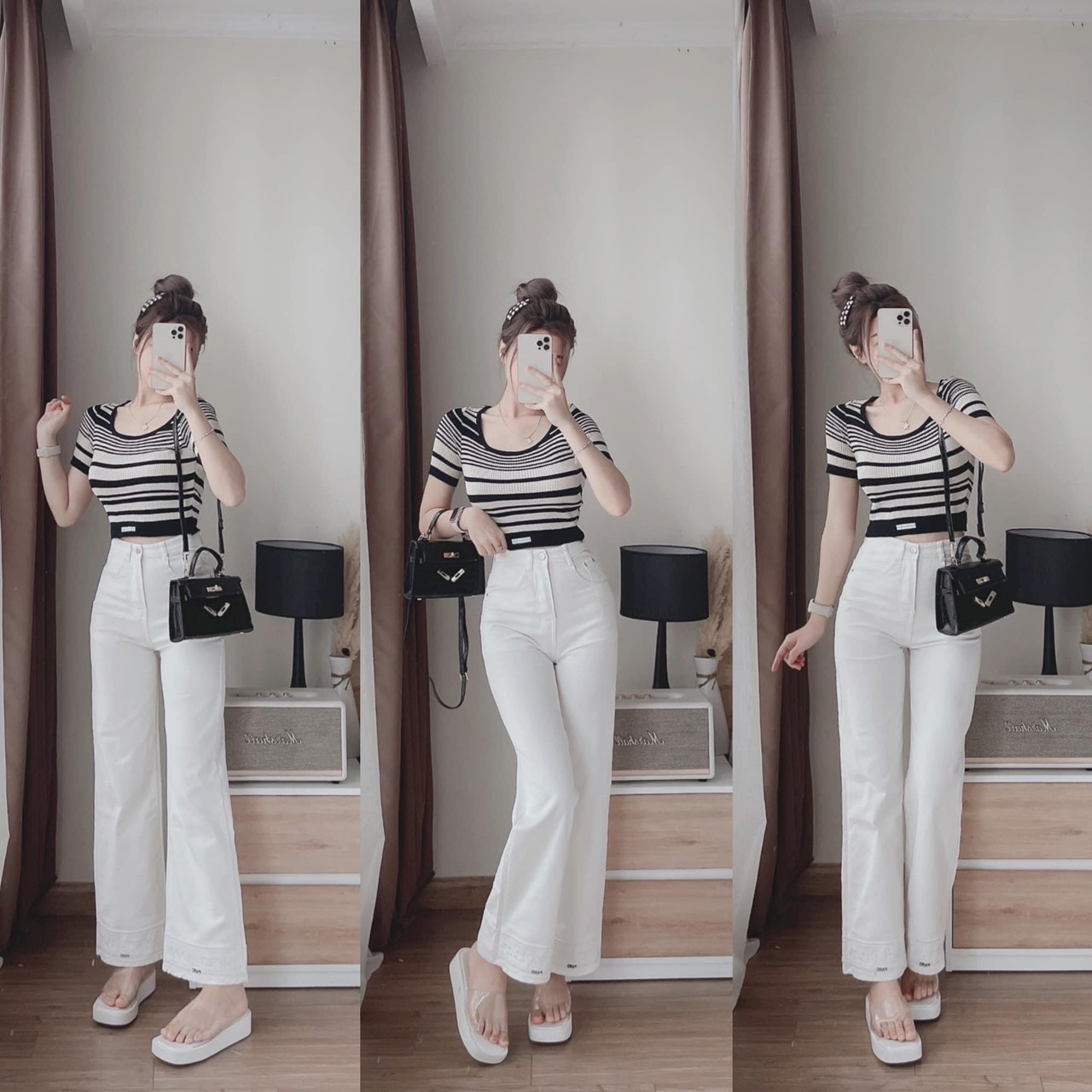 Quần jean trắng, quần bò ống suông nữ màu trắng ulzzang lưng cao viền lai thêu chữ D-I-0-R 2 ống thời trang