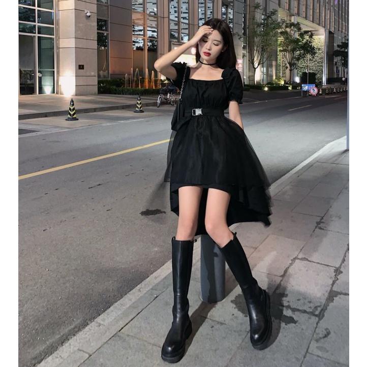 đầm Set lolita đen kèm quần short +thắt lưng hàng Quảng Châu