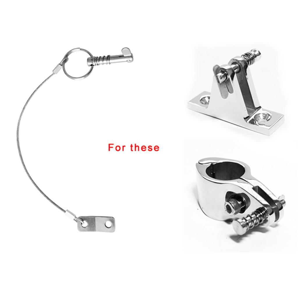 2PCS Marine Boat Top Pin Quick Release Pin Stainless Steel & Lanyard Bimini
