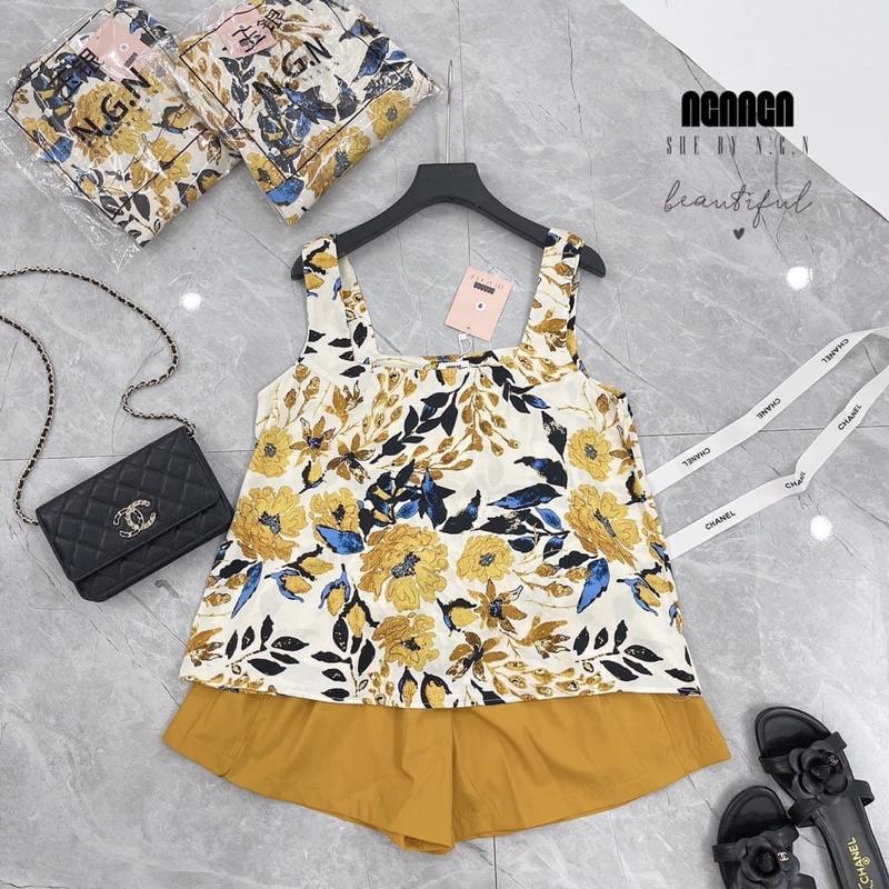 SET ÁO HOA LÁ 2S MIX SOOC ĐÙI TRƠN