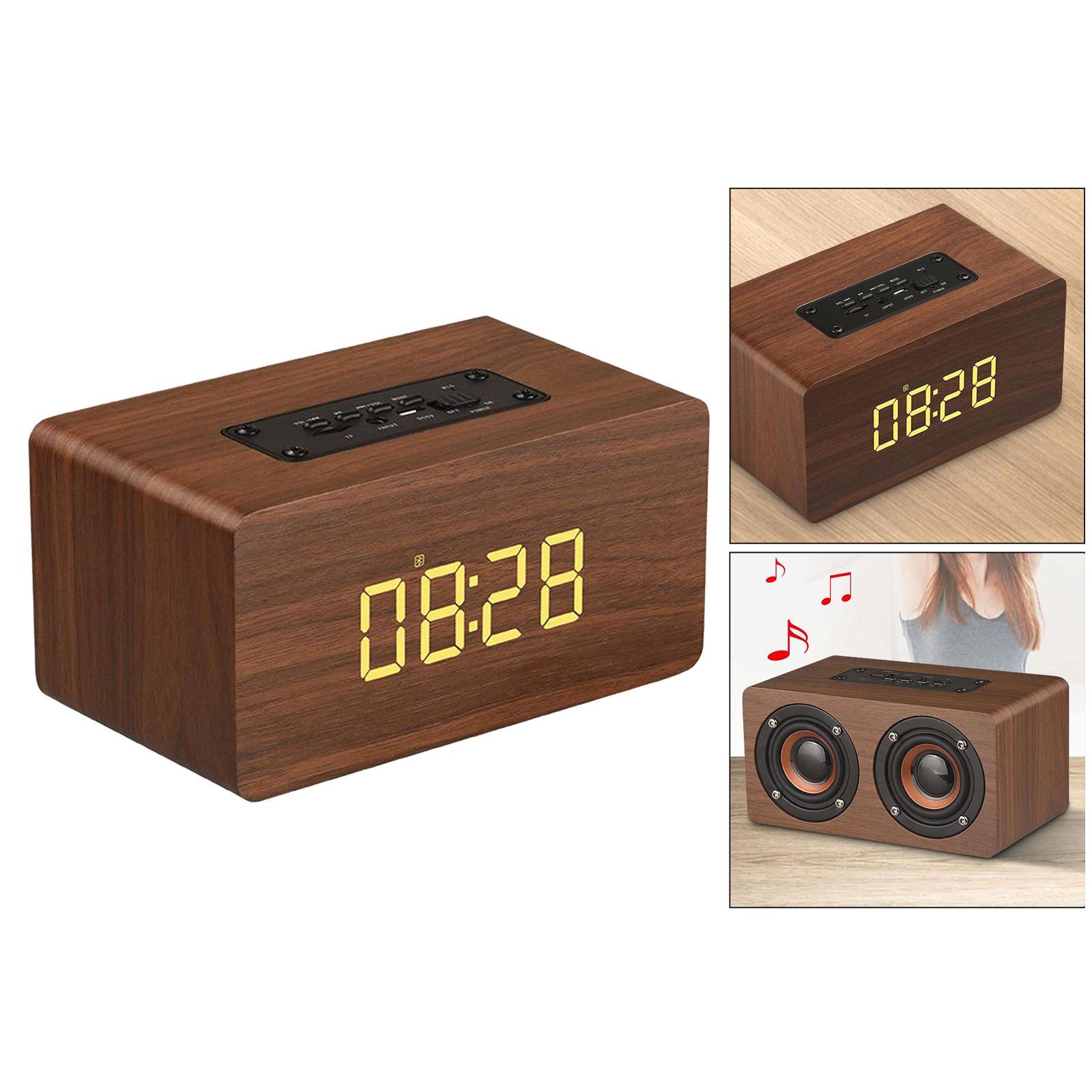 Vintage LED Portable Wooden Soundbar Speaker for Home Computer Smartphone Brown