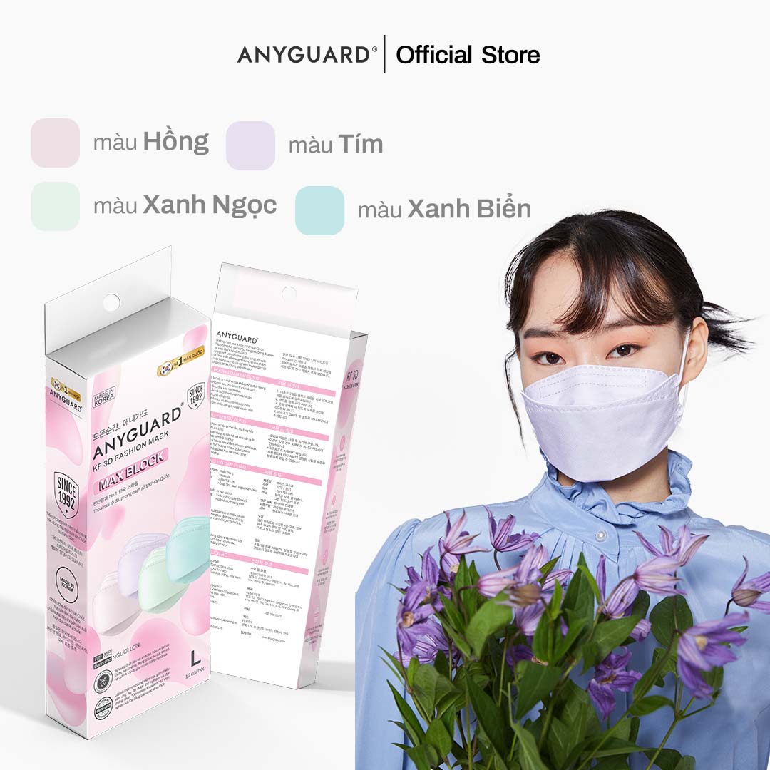 Khẩu Trang Nhập Khẩu Hàn Quốc ANYGUARD, Khẩu Trang KF 3D Fashion 4 Lớp Ngăn Tia UV, Lọc Bụi Mịn, An Toàn Cho Da Nhạy Cảm, Màu Pastel