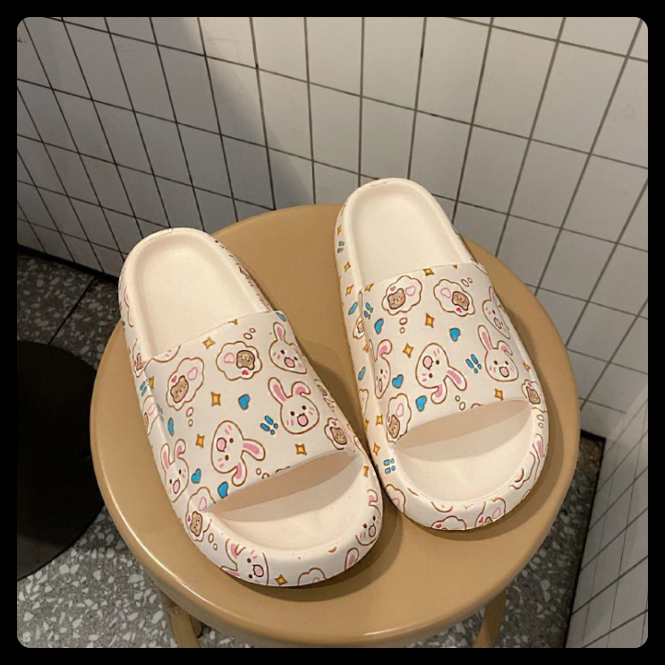 Dép bánh mì Ulzzang đế cao Gấu Thỏ cute thời trang Hàn Quốc đi chơi đi trong nhà tiện lợi giá rẻ cho nam nữ êm chân