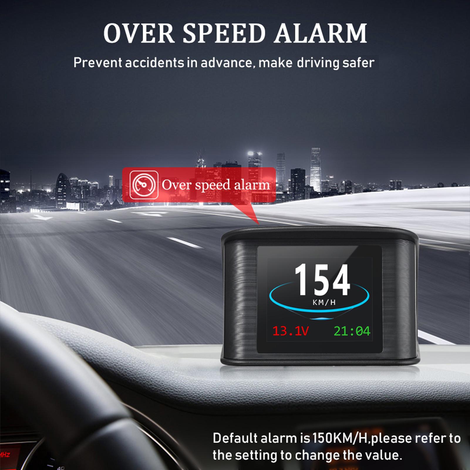 Smart HUD Display, 2.2 inch Universal GPS Head Up Display with Displays Speed, Altitude, Voltage, Clock and More Overspeed Alarm/Voltage Aarm