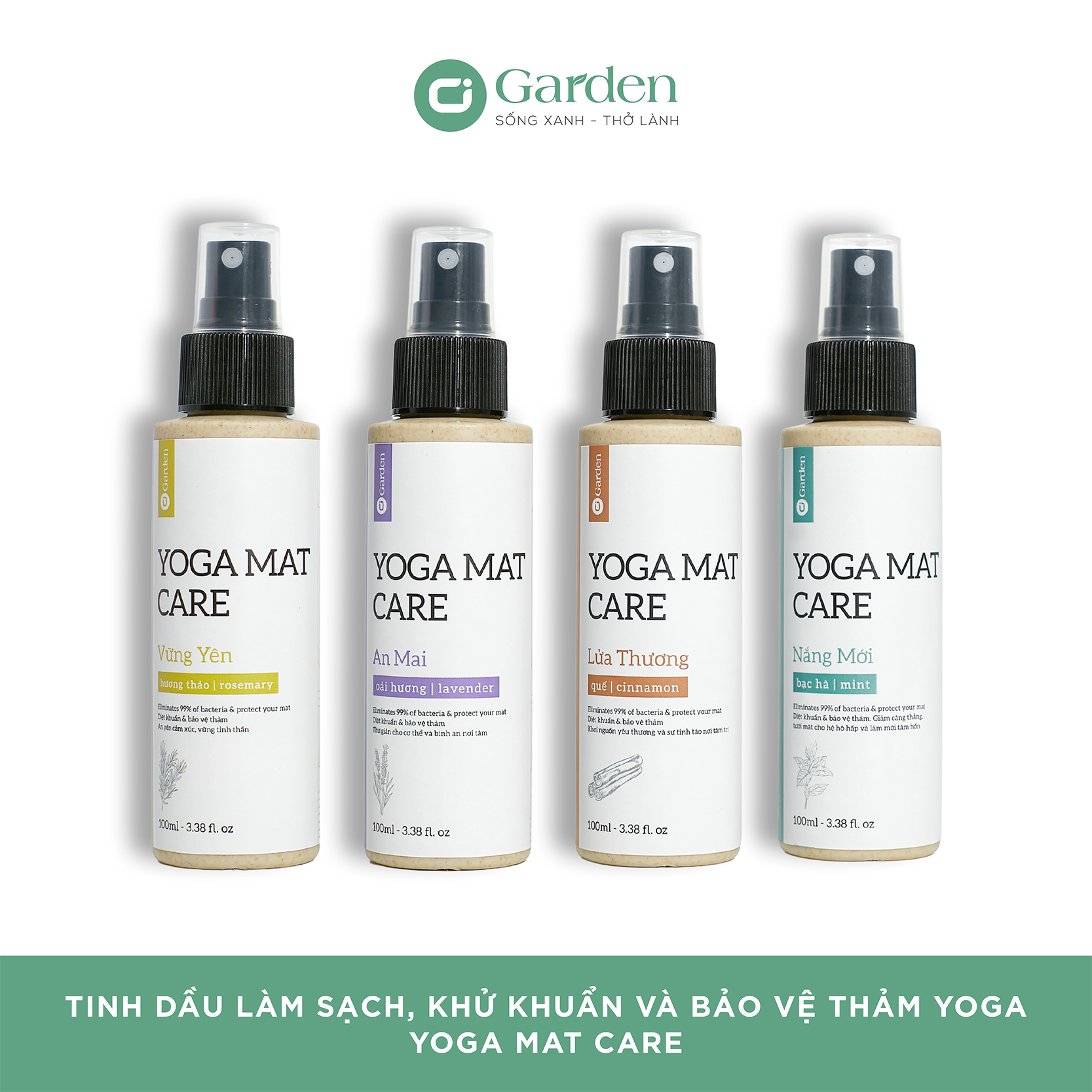 Tinh dầu xịt vệ sinh thảm yoga - YOGA MAT CARE - Lửa thương - Quế - 100ml - 100% thiên nhiên và hữu cơ - không hoá chất - không cồn