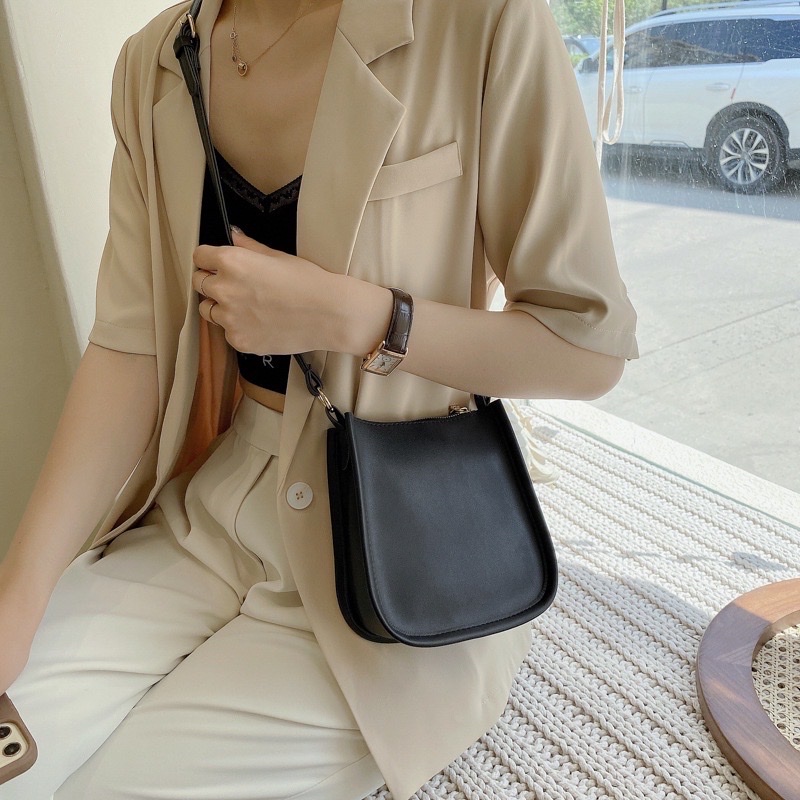 Túi đeo chéo Hàn Quốc túi đeo vai thời trang da nẹp viền