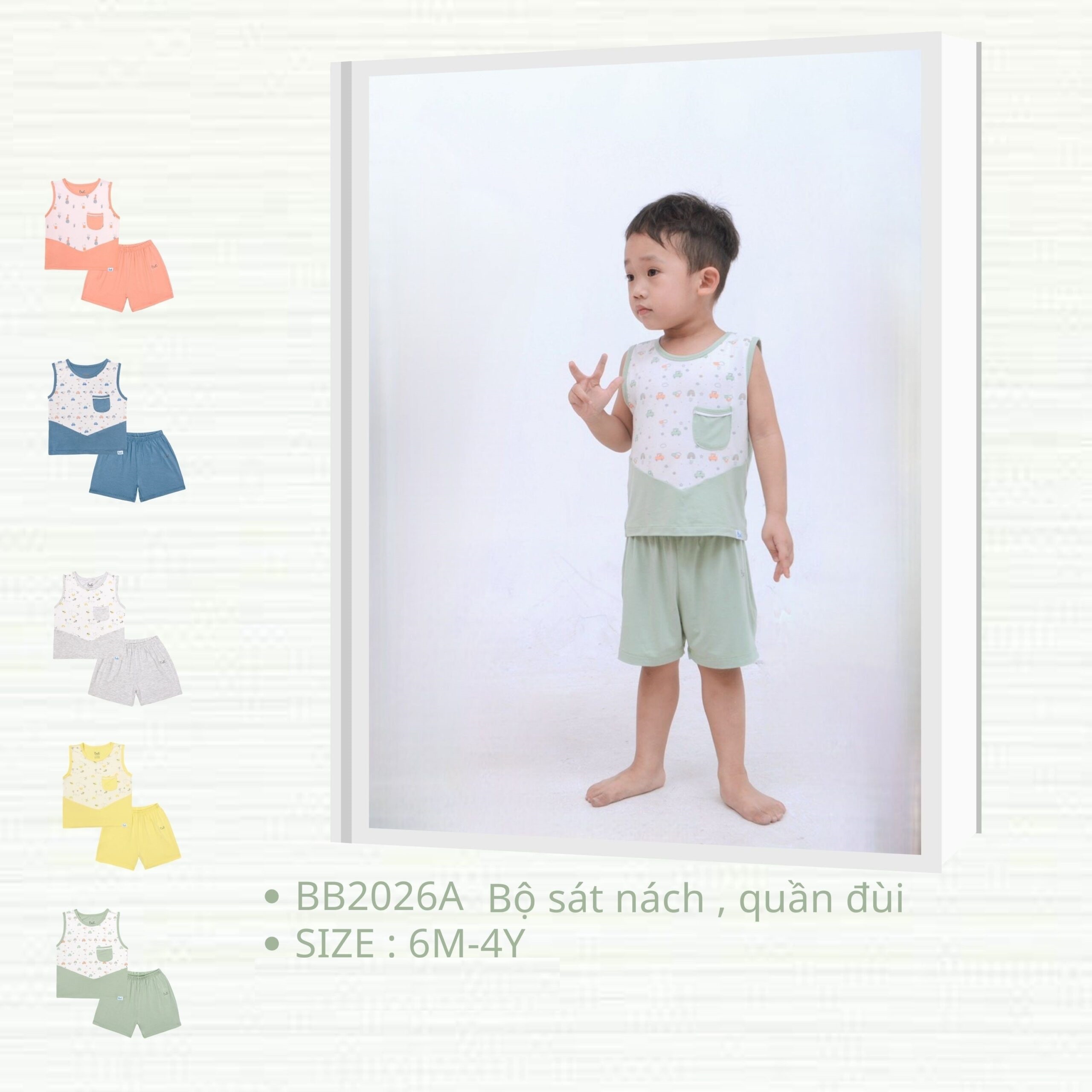 Bộ Sát Nách  BARU cho bé chất cotton 4C , thời trang trẻ em ( 6M -4Y )