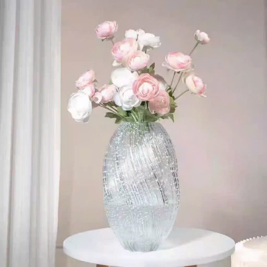 Bình Hoa Xoắn Thủy Tinh Phát Sáng – Decor Trong Suốt Lấp Lánh, Tỏa Sáng Trong Bóng Tối – Trang Trí Nhà Cửa Phong Cách Hiện Đại (16x27cm) - HÀNG CHÍNH HÃNG MINIIN