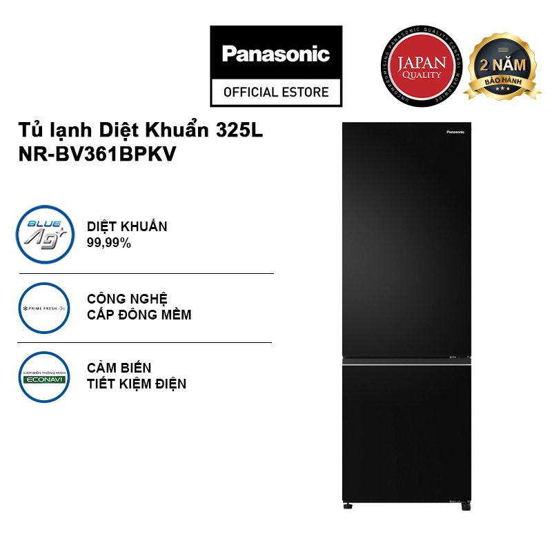 Tủ lạnh Panasonic Diệt Khuẩn 325L NR-BV361BPKV Cấp Đông Mềm - Ngăn Đá Dưới - Siêu Tiết Tiệm Điện Năng - Hàng chính hãng