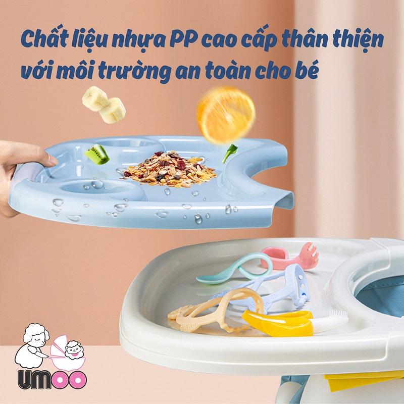 Ghế Ăn Dặm Gấp Gọn Có Bánh Xe Umoo UM0491 Xanh HỒngThiên Đường Trẻ Thơ