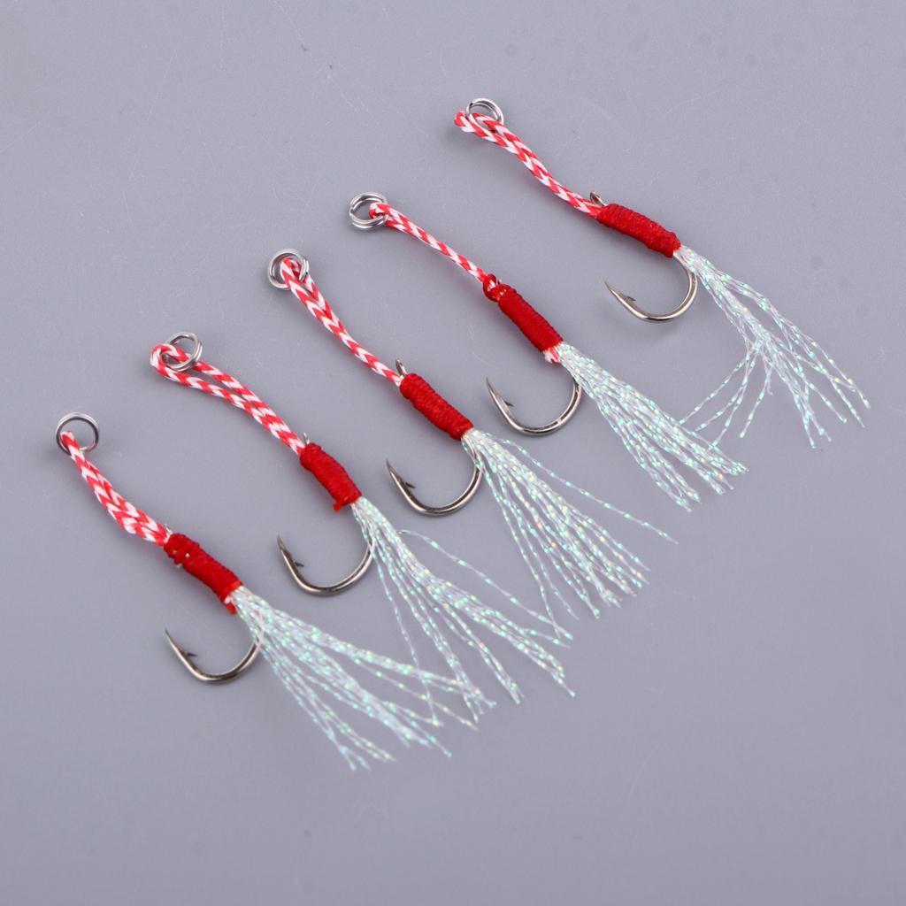 3-8pack 5pcs Carbon Steel Assist Hooks Fishing Jig Hooks Live Baits Hooks 011