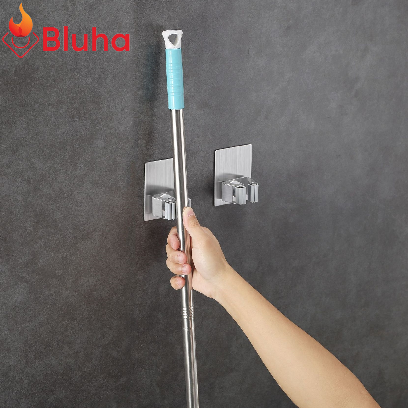 Giá Treo Tường - Móc Treo Cây Lau Nhà, Treo Chổi Inox 304 Dán Tường Cao Cấp