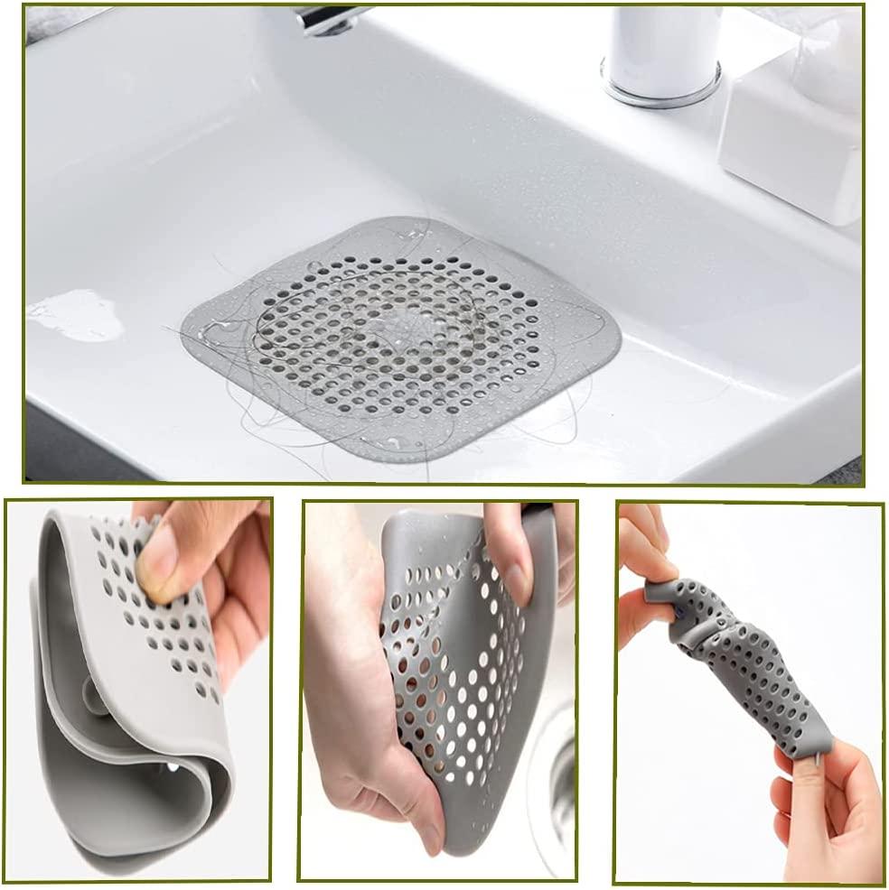 Bộ 4 tấm bảo vệ ống thoát nước bằng silicon, Bộ lọc bồn rửa nhà bếp có cốc hút, Bộ lọc nắp ống thoát nước bồn tắm, Bộ lọc bồn rửa nhà bếp và phòng tắm.