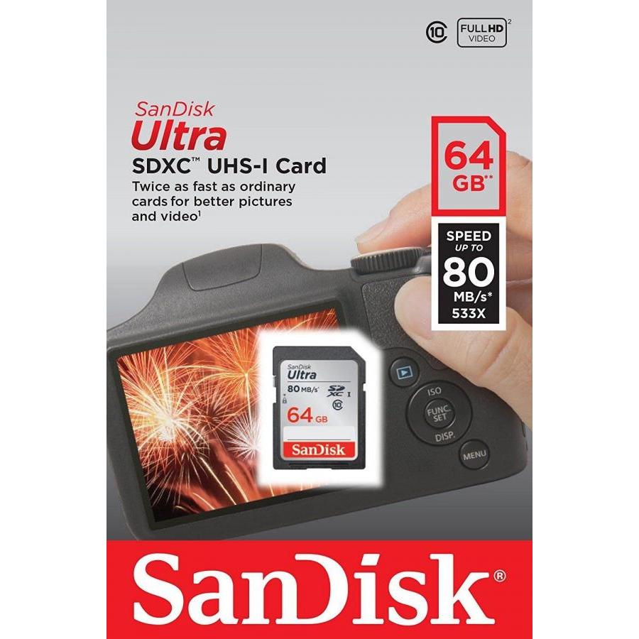 Thẻ Nhớ SDHC SanDisk Ultra 64GB UHS-I - 80MB/s  - Hàng Chính Hãng