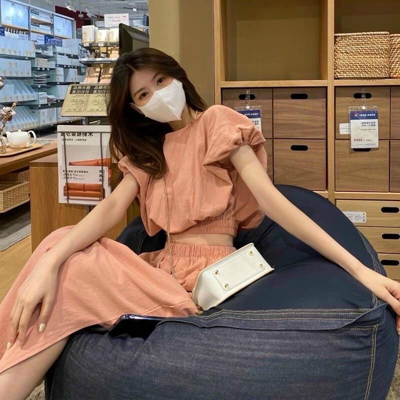 Sét Áo Bo Eo Váy Midi Chất linen Thun Co Giãn Nhẹ Linh Dilys Store