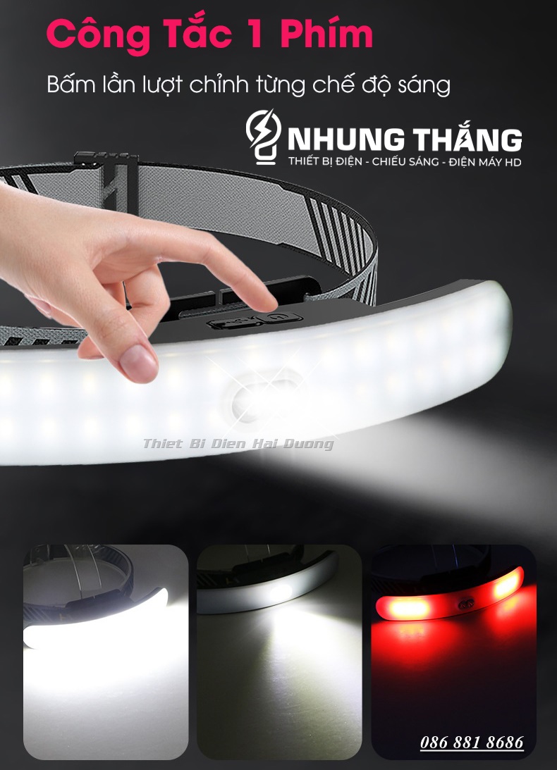 Đèn Pha Đội Đầu Xoay 90 độ TD15801 - 6 Chế độ sáng - Chip LED Siêu Sáng - Dung lượng Pin Lớn - CÓ VIDEO