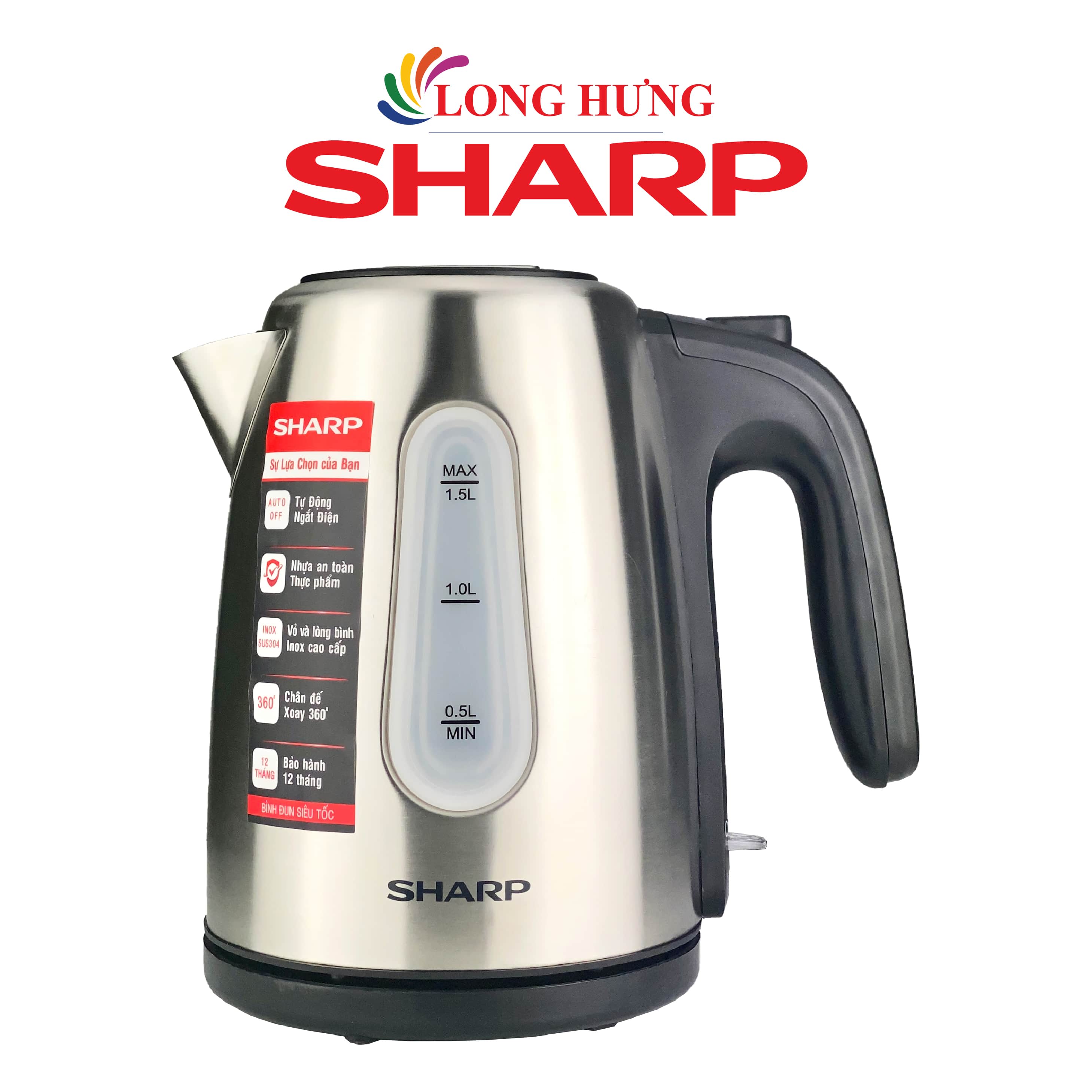 Bình đun siêu tốc Sharp 1.5 lít EKJ-15EVS-ST - Hàng chính hãng