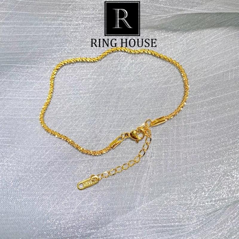 Lắc Chân Nữ Titan Không Rỉ Gỉ Vàng Gold Đơn Giản Sáng Đẹp