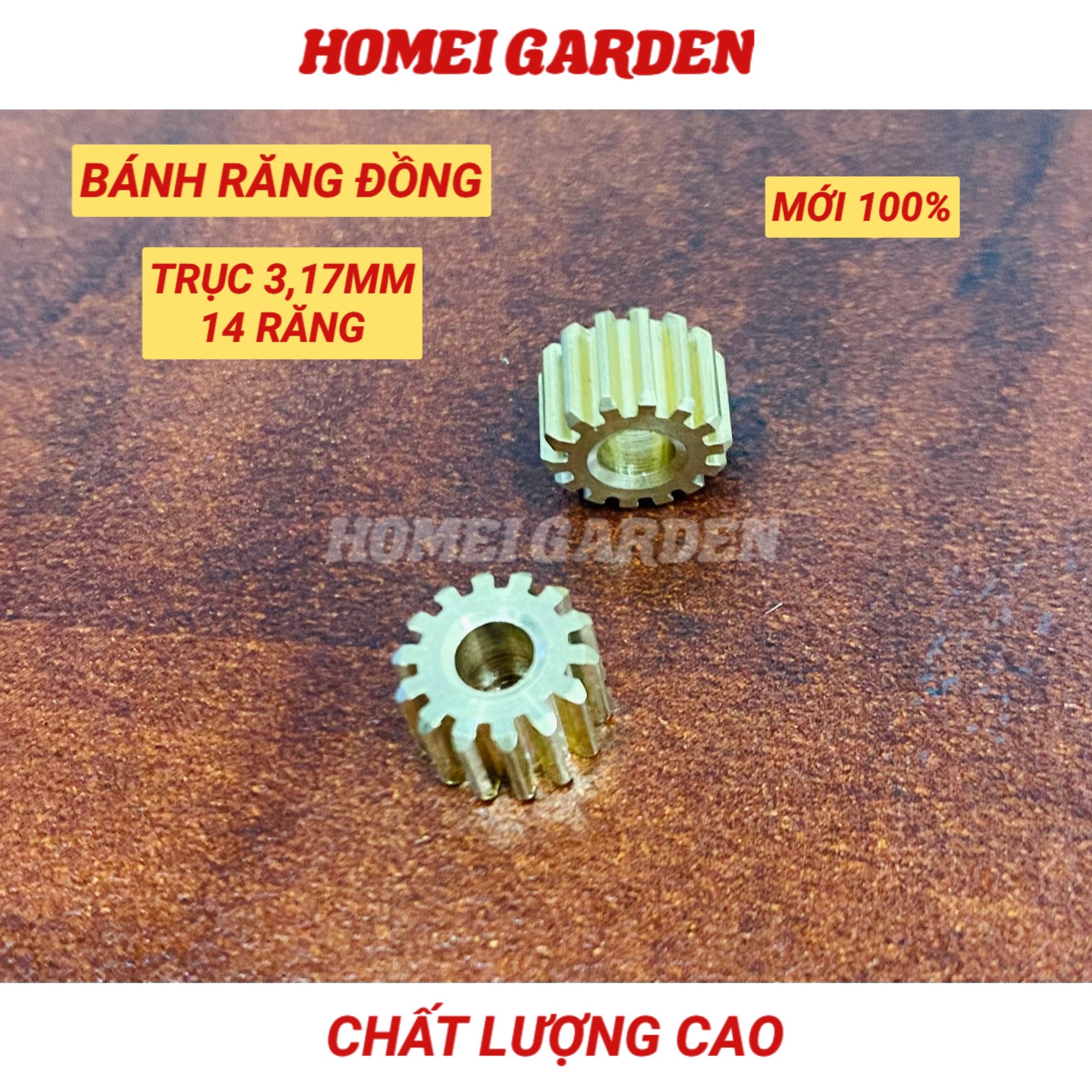 2 cái bánh răng đồng 14 răng trục 3,17mm mới 100% - HM0049