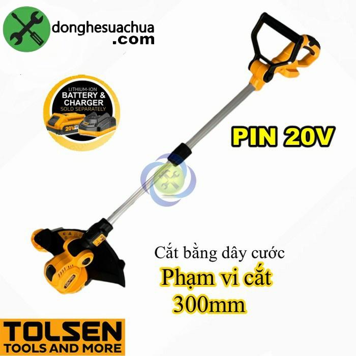 Thân máy cắt cỏ dùng Pin 20V Tolsen 87372 sử dụng dây cước để cắt (không bao gồm Pin)