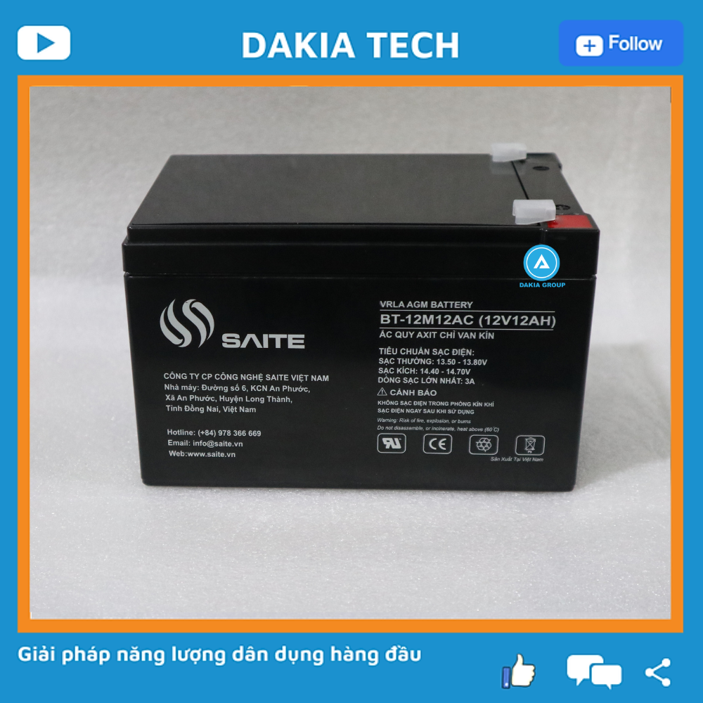 Ắc quy Saite 12V 12Ah Model BT-12M12AC