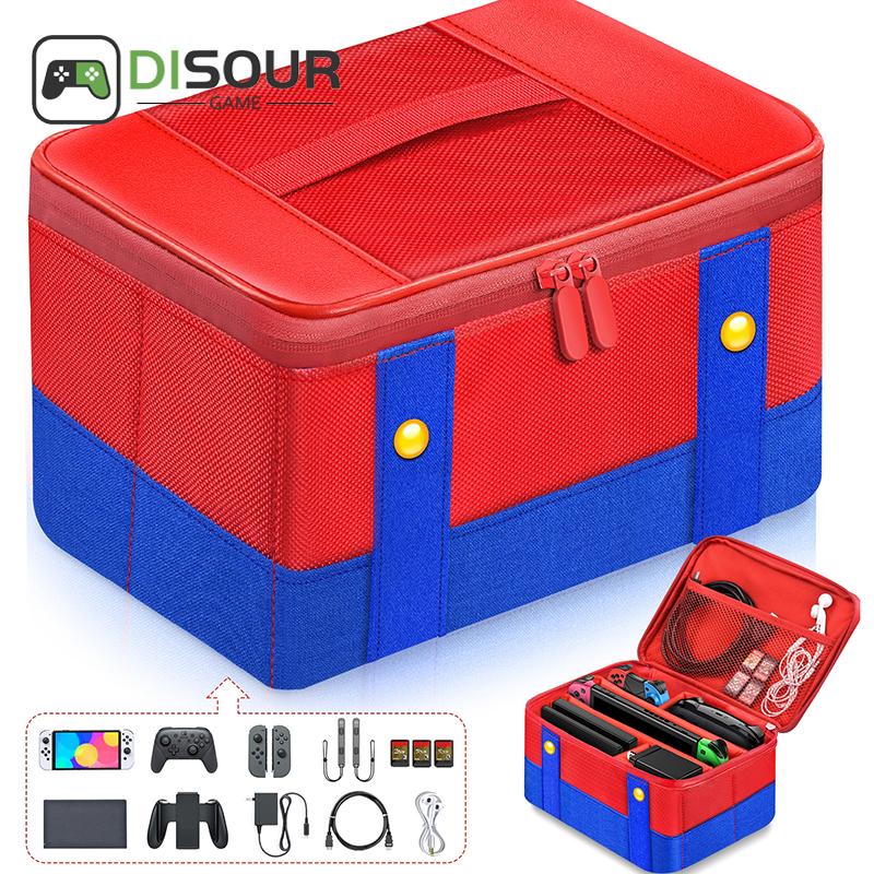 Vỏ bảo vệ mang theo lớn cho Nintendo Switch OLED Console Pro Controller Travel Storage Túi lưu trữ cho phụ kiện chuyển đổi màu sắc: Túi màu đỏ