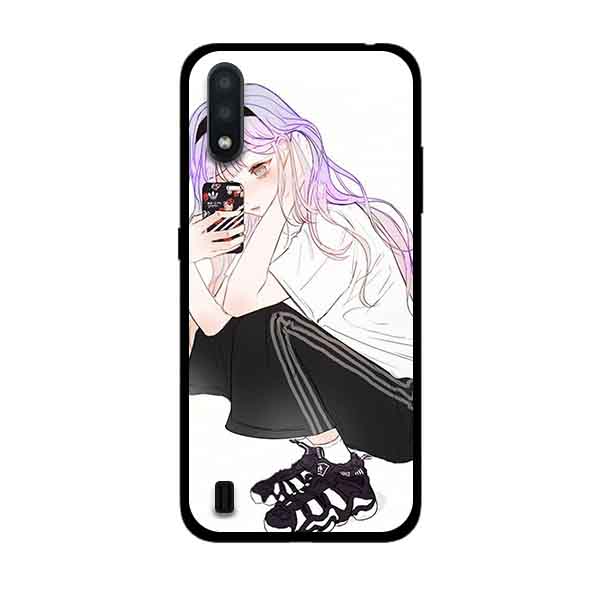 Ốp Lưng in cho Samsung Galaxy A01 Mẫu Nàng Cá Tính Áo Trắng - Hàng Chính Hãng