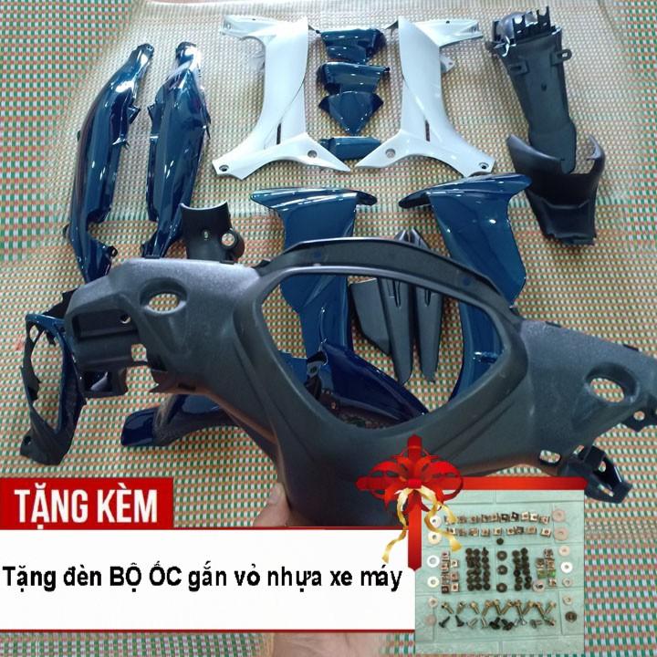 Bộ dàn áo dành cho xe máy Jupiter MX Loại pha đèn Mắt cáo Màu  xanh nhớt - kèm bộ Ốc theo Xe