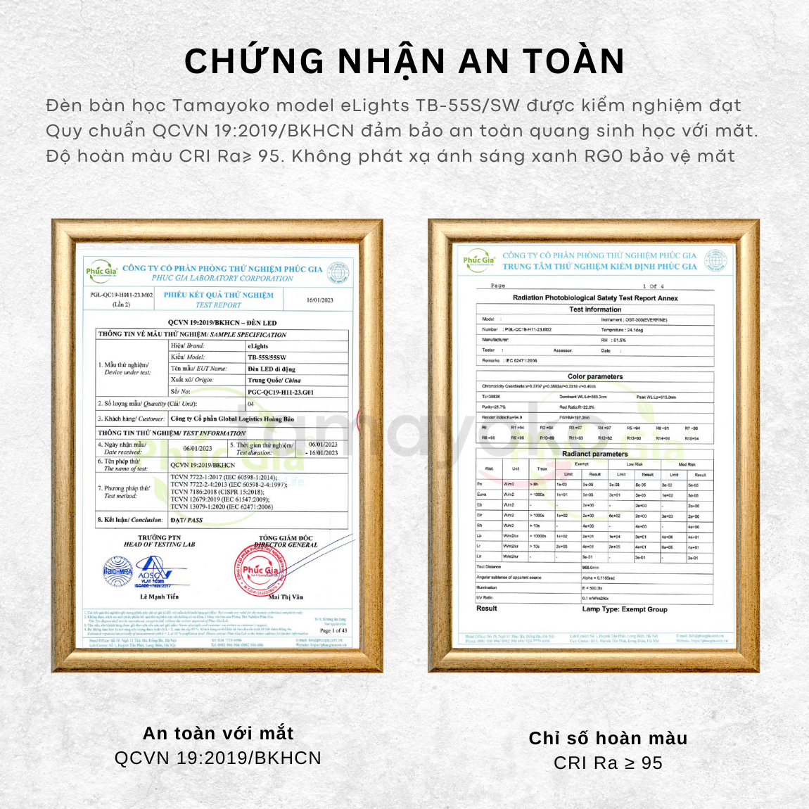 Đèn Bàn Học LED RG0 Tamayoko 3 Chế Độ Ánh Sáng Bảo Vệ Mắt Chống Cận Thị Không Phát Xạ Ánh Sáng Xanh Model TB-55S/SW