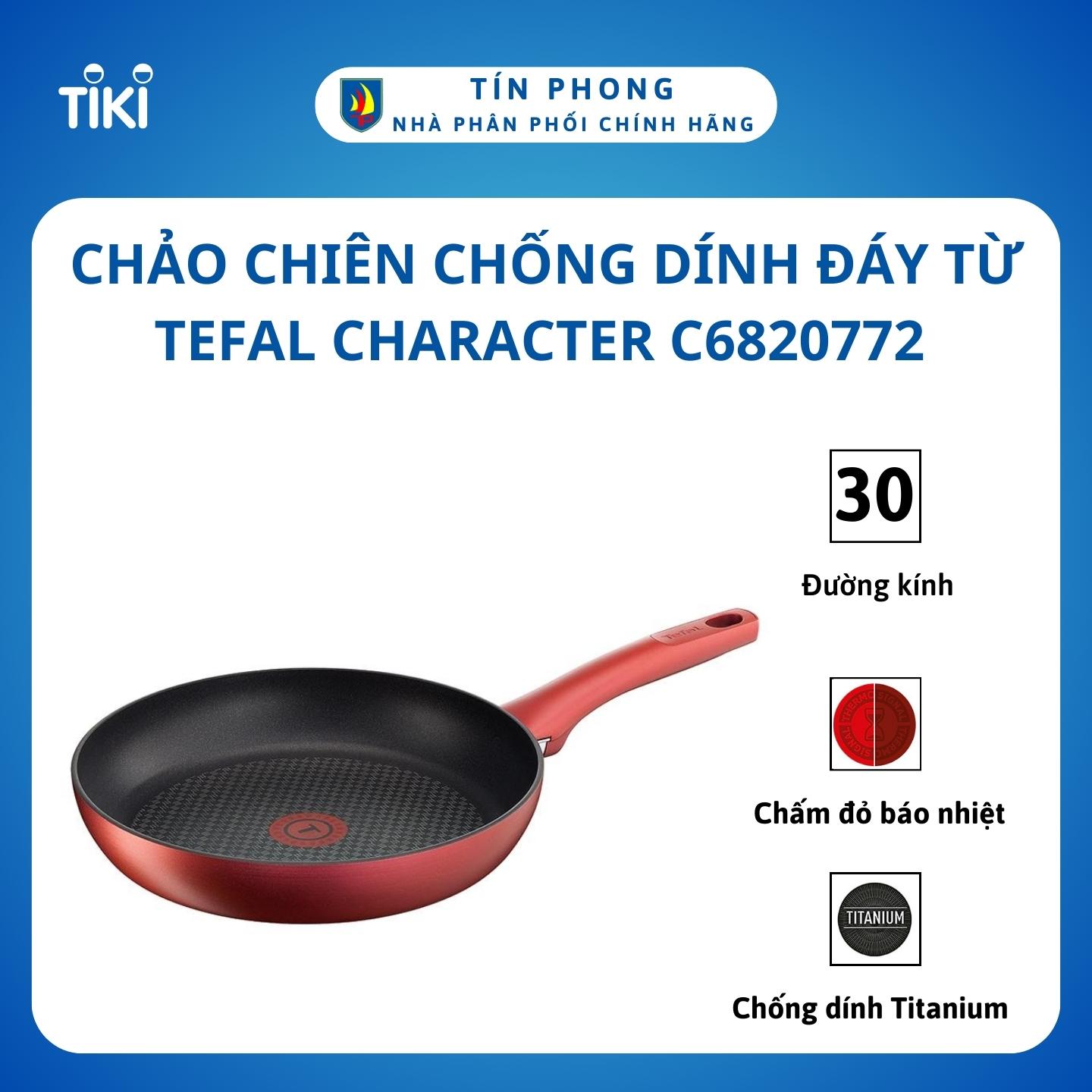 Chảo chiên chống dính đáy từ Tefal Character C6820772 30cm (Đỏ) - Hàng Chính Hãng