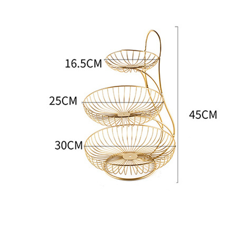 Giỏ trái cây 3 tầng - Giỏ trái cây mạ vàng cao cấp