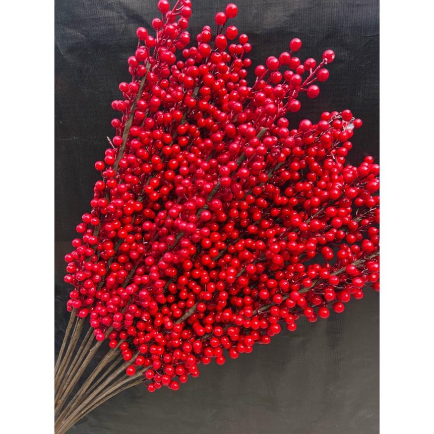 Cành đào đông đỏ - Hoa giả trang trí - Hàng loại 1 bóng đẹp