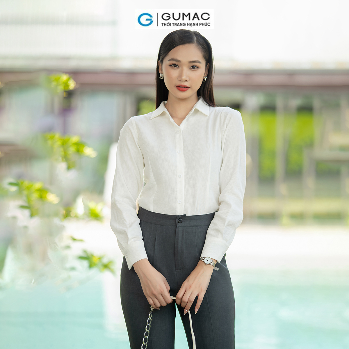 Quần tây nữ ống đứng xếp ly tôn dáng thanh lịch thời trang GUMAC QD07036