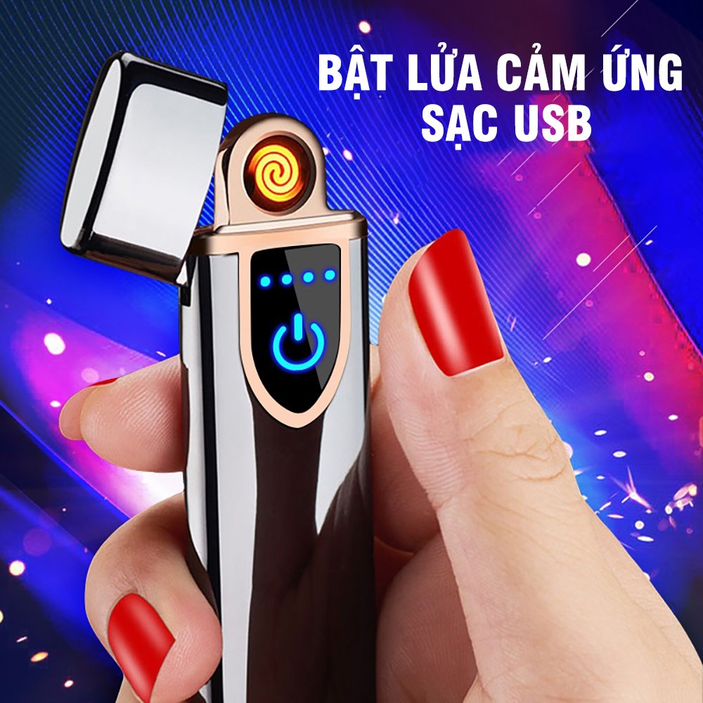 Bật lửa điện cảm ứng vân tay sạc pin USB tiện lợi nhỏ gọn giá rẻ