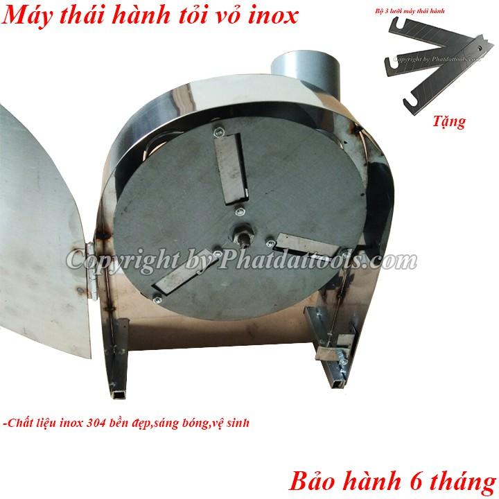 Thiết bị thái hành,tỏi dùng motor điện vỏ inox siêu bền-Tặng kèm bộ 3 lưỡi dao thay thế