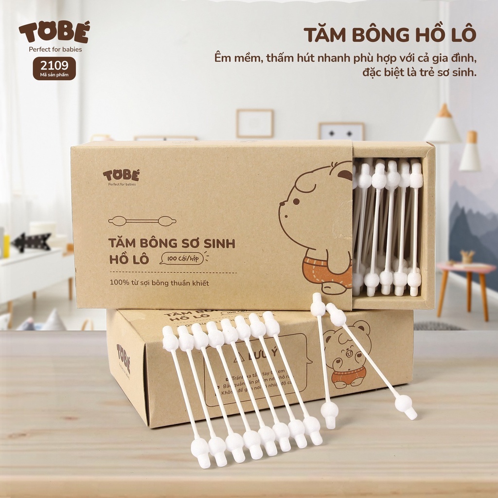 Tăm Bông Sơ Sinh Hồ Lô Cho Bé- Hàng cao cấp nhập khẩu Hàn Quốc êm mềm thấm hút nhanh an toàn cho bé