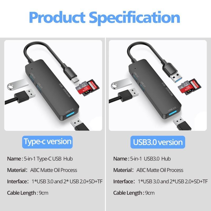 Bộ Chia Cổng ANKNDO Usb 3.0 Hub Type C 5 Trong 1 Tf Sd Cho laptop táo
