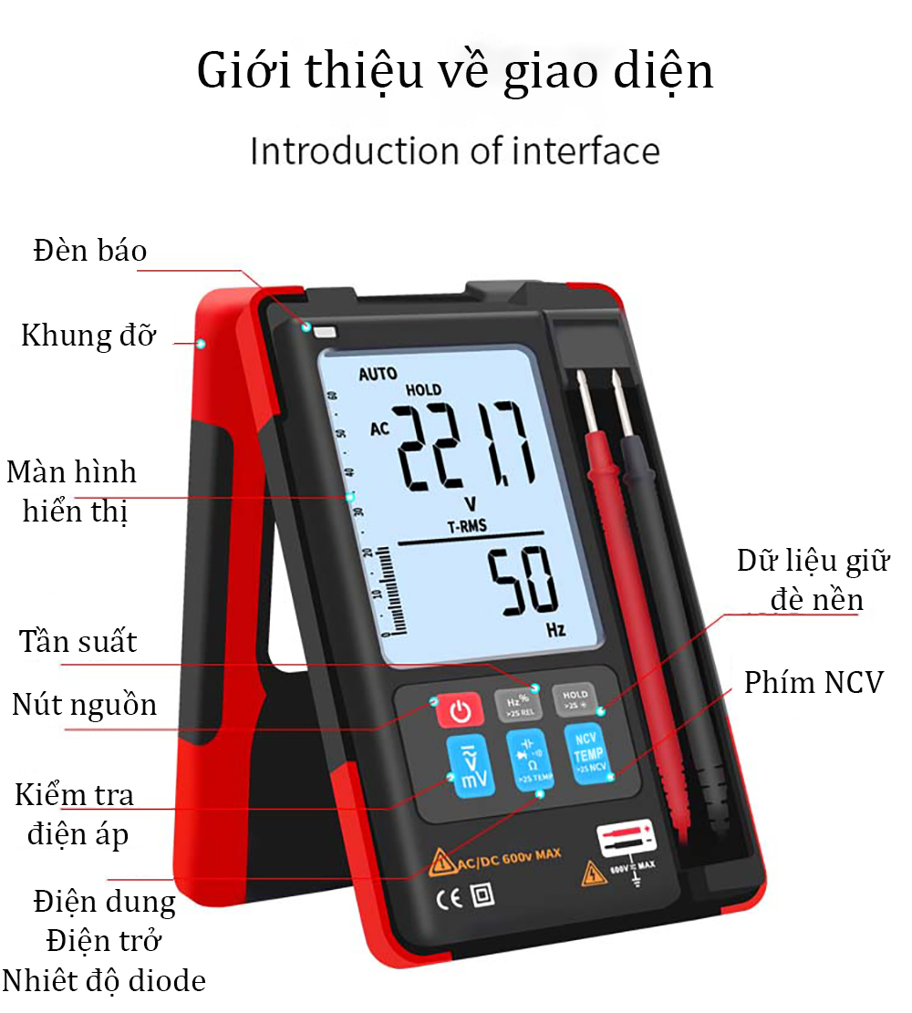 Đồng Hồ Vạn Năng Zoyi ZT-922 Đồng Hồ Đo Điện Đa Năng Cao Cấp Được Trang Bị Màn Hình LCD Dễ Đọc Kết Quả - Hàng Chính Hãng